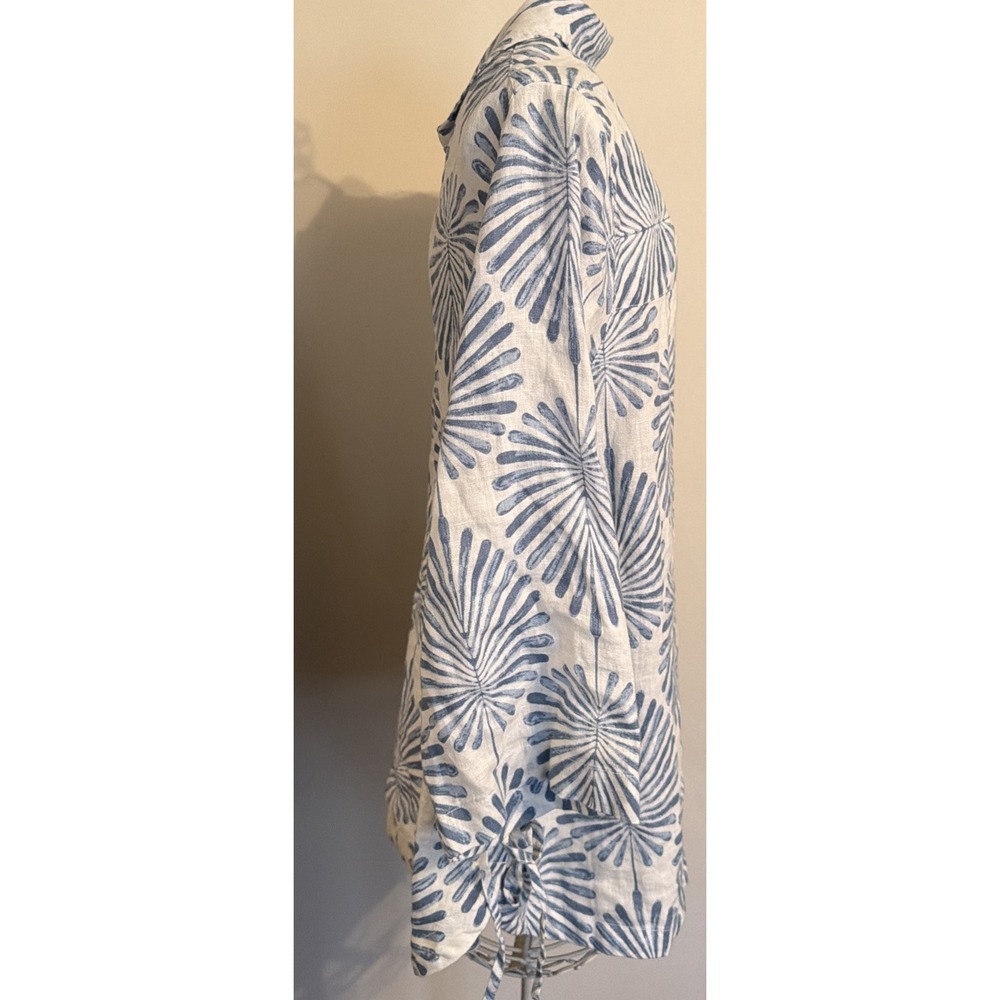 Joie 100% Linen novelty Tropical Print Button Down Shirt beach boho Size 1X - Picture 5 of 13
